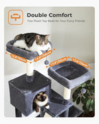 PEQULTI 71'' Cat Tree for Indoor Cats with Big Hammock, Tall Cat Tower for Large Cats with 2 Cat Condo, 2 Soft Top Perch, Scratching Posts and Pad, Dark Grey
