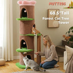 Forest Cat Tree with Flower Condos, Cute Tall Cat Tower with Scratching Posts & Padded Perch, Multi-Level Kitty Activity Center for Indoor Cats, Indoor Jungle Gym Furniture