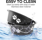 YUDANSI Dog Bowls 2 Pack Small Medium Dogs Feeding Food Water Bowl with Non-Slip Silicone Sole, Stainless Steel Dog Dishes Elevated Raised Pet Feeder(Black, L(6.6 Cups)
