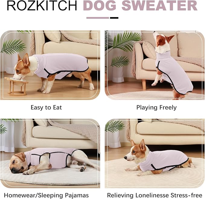 ROZKITCH Dog Winter Coat Soft Pullover Pajamas, Pet Windproof Warm Cold Weather Jacket Vest Cozy Jumpsuit Apparel Outfit Clothes for Small Medium Large Giant Walking Hiking Travel Light S