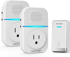 TECKNET Wireless Doorbell, Plug-through Door Bell, IP66 Waterproof Doorbells, 1300ft Cordless Rang Door Bell Ringer Wireless, 60 Ringtones & 5 Level Volume, 0-110 dB Doorbell Chime for Home/Classroom