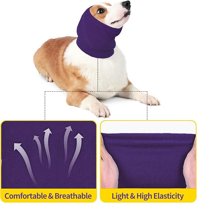 Nanaki Dog Hood Calming Ear Wrap, Quiet Headband Head Cover Dog Snood Doggy Ear Fireworks Muffs, The Grooming and Force Drying Pet Protector for Anxiety Relief Calming Doggy Head Covers for Noise