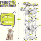 WEEWAY Cat Tree Tower for Indoor Cats,81'' Multi-Level Cat Furniture Activity Center,Stand House Condo Cave,Sisal Scratching Posts Ramps,Plush Perches Platforms Basket Hammock,White&Black Spot