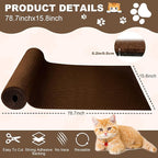 Cat Scratch Furniture Protector, 78.7"x15.8" Cat Scratching Mat, Trimmable Self-Adhesive Cats Claws Scratch Pads, DIY Carpet Mat Replacement for Cats Tree, Cats Wall Shelves, Brown
