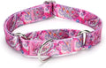 Martingale Dog Collars - Flower Multicolor Cute Patterns, Adjustable Nylon Training Dog Collar Suitable for Boy and Girl Dogs Medium Large Dogs (M, Pink)