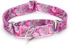 Martingale Dog Collars - Flower Multicolor Cute Patterns, Adjustable Nylon Training Dog Collar Suitable for Boy and Girl Dogs Medium Large Dogs (M, Pink)