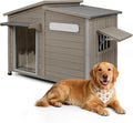 Outdoor Dog House Waterproof for Small to Medium Dogs Breeds with Openable Asphalt Roof, Anti-Chewing Iron Frame, Window, Weatherproof Indoor Outside (43.5" LX 29.5" WX 33.5" H)