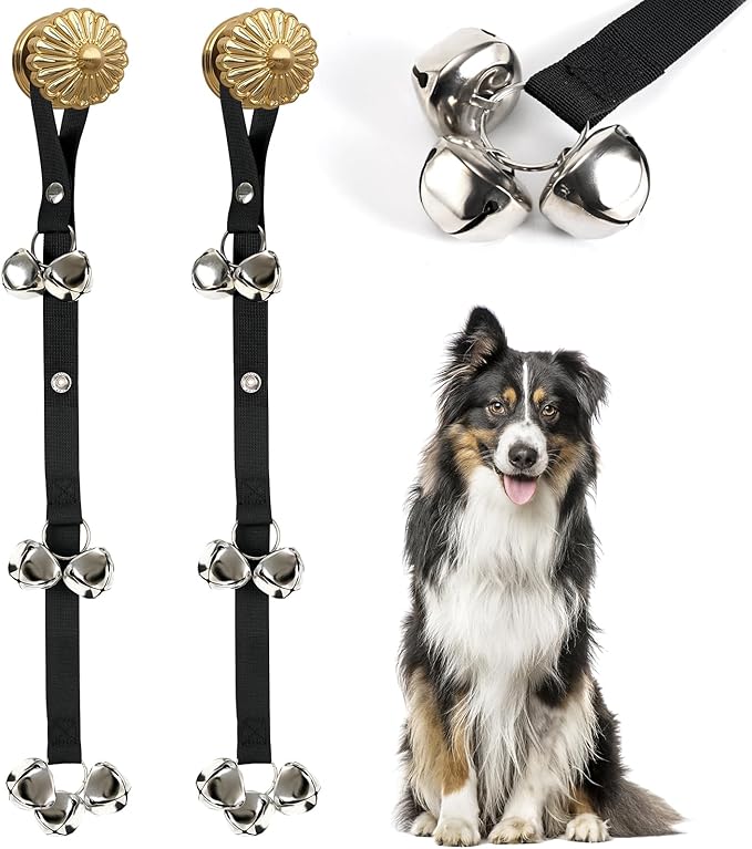Pack of 2 Upgraded Puppy Bells Doorbells for Door Knob, Dog Bells for Potty Training-Louder Jingle, Bigger Bells for Puppies Pep Doggy Canine Pooch Pet Hound Cat, Cool Unique Gift for Dog Lover