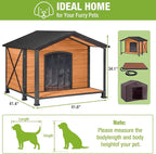 GUTINNEEN Extra Large Heated Dog House for Outside XL Insulated Dog House Outdoor Weatherproof Dog Kennel with Thermostat-Controlled Heating Pad, Thermal Liner, Chew-Proof Metal Frame for Large Breeds