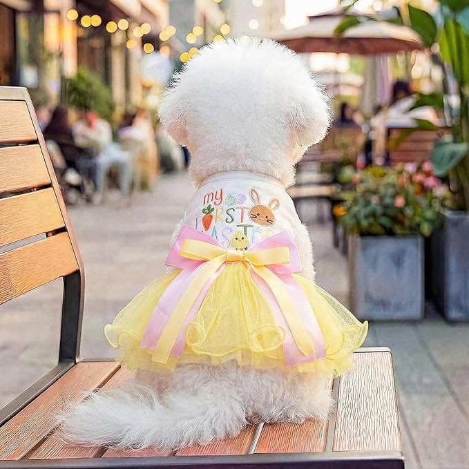 Furbabycare® Elegant Sweet Easter Puppy Dog Blingbling Princess Skirt Pet Dog Lace Cake Camisole Tutu Dress C-Easter Bunny-6 Medium