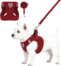 KOOLTAIL Christmas Plush Small Dog Harness and Leash Set, Warm Fleece No Pull Puppy Vest for Winter, Lightweight Reflective Step in Pet Harness for Medium Sized Dogs Boy Girl Outdoor Walking, Red S