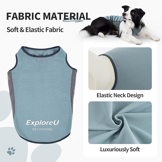 Dog Shirt, Cooling Vest Lightweight Breathable, Dog T-Shirts All-Season UV Protection Pet Clothes Quick Dry Soft Stretchy Pet Shirt Vest for Small Medium Large Dogs (Misty Glade 1PC, Small)