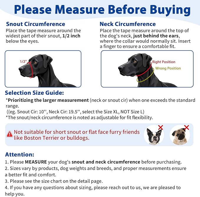 BARKLESS Sturdy No Pull Head Collar for Medium Large Dogs, Gentle Reflective Head Halter with Safety Link, Adjustable Nylon Dog Training Muzzle Leash for Walking Control (Blue, M)
