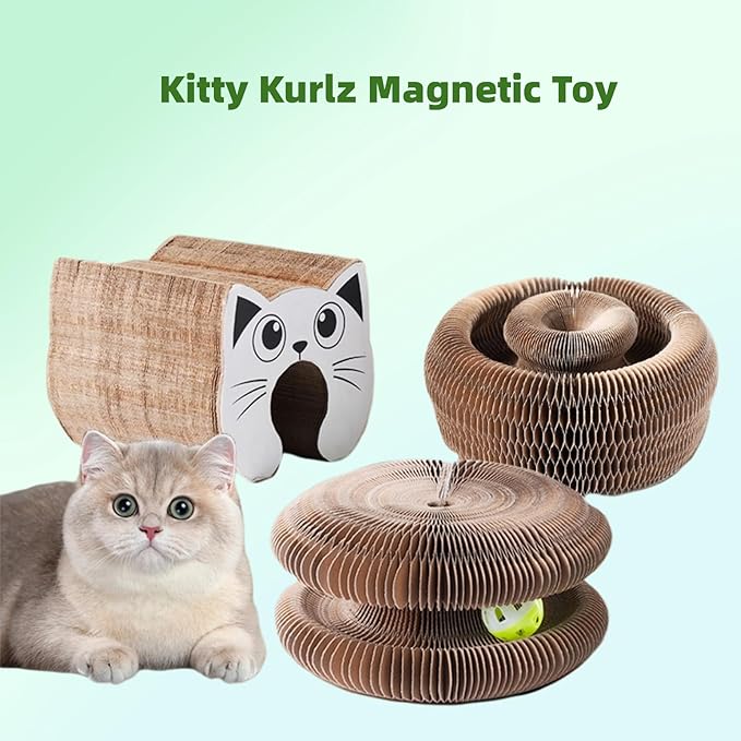 Magic Organ Cat Scratcher Cardboard Bed with Ball - Interactive Adventure Lounge & Scratch Pad for Indoor Cats, Mental Enrichment Toy for Clawing Exercise and Furniture Protection, 1-Pack