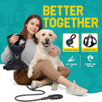 No Pull Dog Harness and Leash Set for Large Dogs – Adjustable Reflective Breathable Soft Padded Easy Control Dog Harness for Training & Walking, Black (Large)