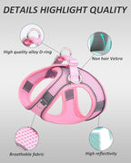 Solmoony Dog Harness for Small Medium Dogs No Pull, Puppy Harness and Leash Set, Puppy Harness, Step in Harness for Small Dogs,mesh Dog Harness. (Pink, L)