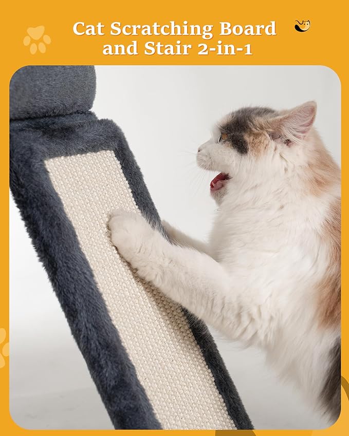 Cat Tree for Large Cat, Cat Tower with Large Perch for Adult Cats, 20 * 16.5 Inch Big Platform for Indoor with Super Cozy Soft Mat, Large Condo with Nature Sisal Post, Gray