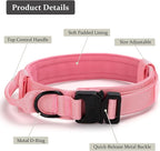 Tactical Dog Collar, Adjustable Military Training Nylon Dog Collar with Control Handle and Heavy Quick-Release Metal Buckle for Small Medium Large Dogs, Light Pink L