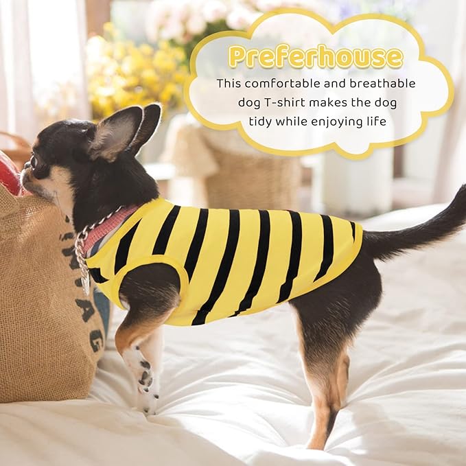 Pet Dog Striped T-Shirt Dogs Cats Cotton Vest Spring Summer Pet Apparel Tee Shirt Suitable for Small and Medium Large Pets French Bulldog Bichon