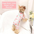 Dog Pajamas Pjs Spring Summer Dog Clothes for Small Dogs Girl Boy, Soft Stretchy Tiny Chihuahua Yorkie Puppy Clothes Doggie Onesies Cat Pet Jammies Outfit, Pink Peach, XS