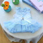 Fashion Sweet Puppy Dog Blingbling Princess Skirt Pet Dog Lace Cake Camisole Tutu Dress F-Blue XL