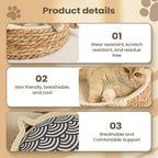 Cat Scratcher Bowl – Woven Kitten Bed | Breathable Hand-Woven Cotton Rope Cat Bed with Kitten Ear Design, Doubles As Scratcher for Play Exercise Enrichment Nail Trimming Paw Care and Safe Furniture