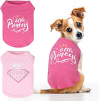 KOOLTAIL Valentines Dog Shirt for Small Medium Dogs-2 Pack Winter Fall Dog Vest Shirt Clothes with Printing, Soft Breathable Cotton Pet T Shirt for Frenchi Bulldog,Puppy,Cats,Boy Girl, Pink+Rose