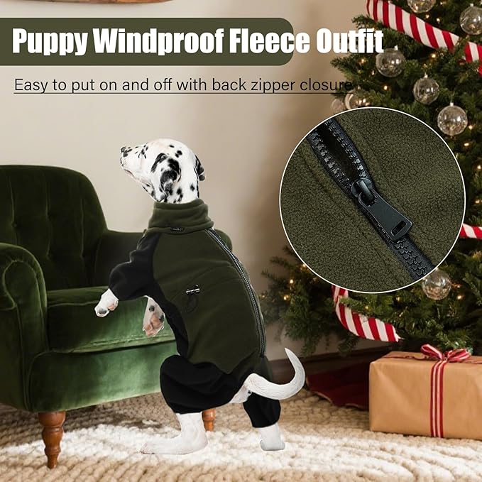 DENTRUN Dog Winter Coat, Warm Fleece Jacket, Pajamas Turtleneck Sweater, Cold Weather Outfit, Thermal Bodysuit, Sweatshirts, Snowsuit, Puppy Coat, Apparel, Fleece Soft Jumpsuit