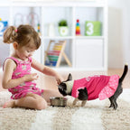 2 Pieces Dog Dresses for Dogs Cute Girl Female pet Dress Mommy Puppy Shirt Skirt Dresses Pet Summer Clothes Apparel for Cats(Love and Angel,Extra Small)