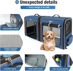 Lekereise Large Cat Carrier for 2 Cats, 2-in-1 Cat Travel Carrier with Litter Box, (17.7" x2) x16.5"x13" Pet Carrier with Zipper Locks for Moving Across The Country (No Hammock) - Blue