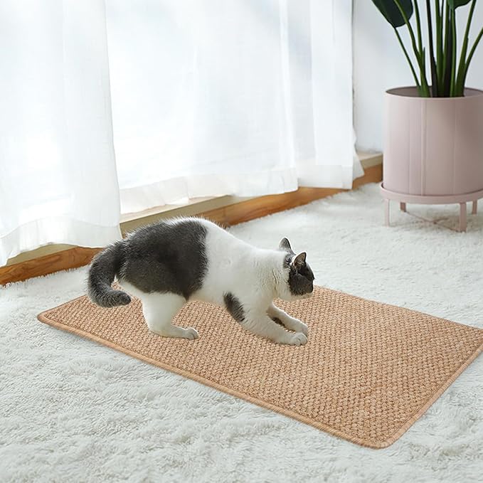2 Pack Cat Scratcher Mat 23.6 X 15.7 Inch Natural Sisal Cat Scratching Carpet with Anti-Slip Base Rabbit Floor Scratching Pad Rug for Cats Guinea Pig Bunny Rabbit