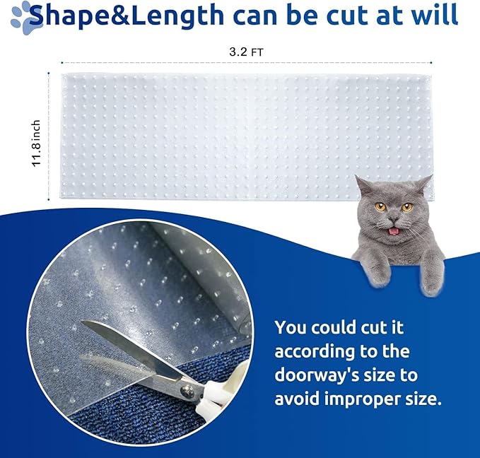 Cat Scratch Carpet Protector Mat for Furniture Plastic Floor Shield Non-Slip Door Mat for Pets Cat Scratch Pad Carpet Protector for Pets Furniture Protector from Cats Scratching - Cut to Size 3.28FT