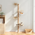 COZIWOW Cat Tree Wall Mounted 69" Tall Sisal Scratching Post 4 Tier Cats Climbing Tower, Cat Wall Furniture Kitten Shelves with Hammock Hanging Toys Wild Simulation, Large Perch Suitable for Lookout
