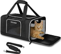Petskd Pet Carrier 18x13x9.5 Southwest Airline Approved, Pet Travel Carrier Bag for Small Cats and Dogs, Soft Dog Carrier for 1-15 LBS Pets,Dog Cat Carrier with Safety Lock Zipper (Black)