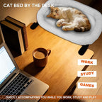 Cat Desk Bed&Cat Hammock for Desk and Bedside,90°Rotating&Height Adjustable,40 lbs Capacity,Soft Faux Fur with Reversible Mat,23.62x14.57x2.76 inch Modern Beige Cat Perch for Office&Game Tables(Beige)