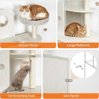 HOOBRO Cat Litter Box Enclosure Furniture for 2 Cats, 2 in 1 Hidden Litter Box Furniture with Sisal Scratching Posts and Dangling Balls, Double Litter Box Cabinet with Cat Tree, Indoor Cat House White