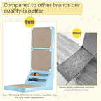 Cat Scratcher Cat Scratch Pad L Shape Wall Mounted Dual Use (Vert/Horiz) Kitten Bunifa Scratching Card Board Vertical Post with Ball Toys Feathers,Protecting Furniture Core is Replaceable Large Blue