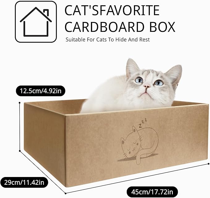 3 Pack Cat Scratch Pad with Box,Slope Cardboard Scratcher for Indoor Cats Protects Furniture,Reversible Scratching Board for Cats with Catnips Bed for Small Medium Cats Kitten Rest