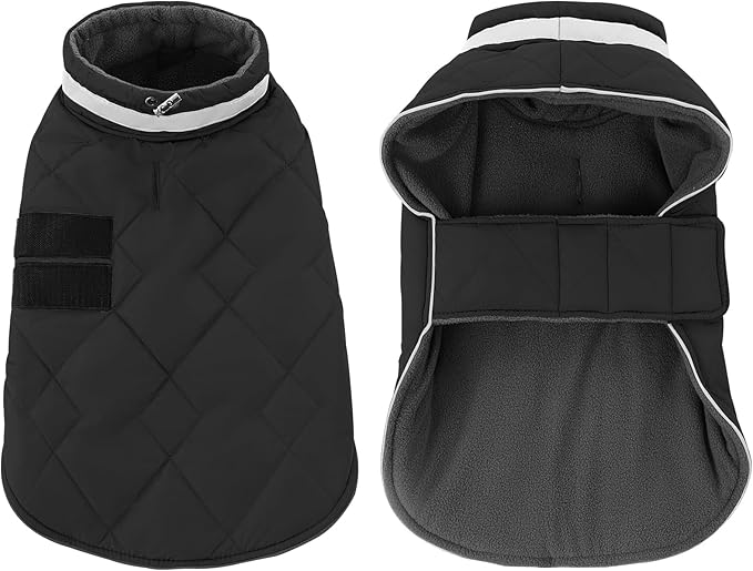 KAMA BRIDAL Dog Winter Coat Warm Padded Puppy Jacket Windproof Water Resistant Clothes for Small Medium Large Pets Christmas Sweater Outfit Vest(Black, S)