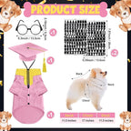 5 Pcs Dog Graduation Costume Set Include 2026 Pet Graduation Gown with Stole Puppy Grad Cap Lensless Glasses DIY Letter Stickers for Dogs Cats Holiday Costume Accessory(Pink Yellow,S)