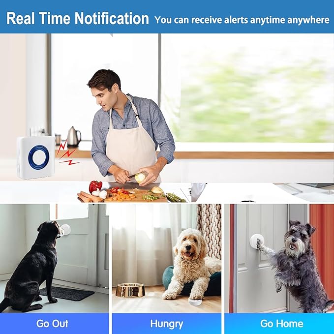EverNary Dog Door Bell, Dog Bells to Go Outside, Dog Doorbell for Potty Training, Large Area Waterproof Touch Button,1000FT Range, 58 Chimes (White, 1 Receiver 1 Transmitter)