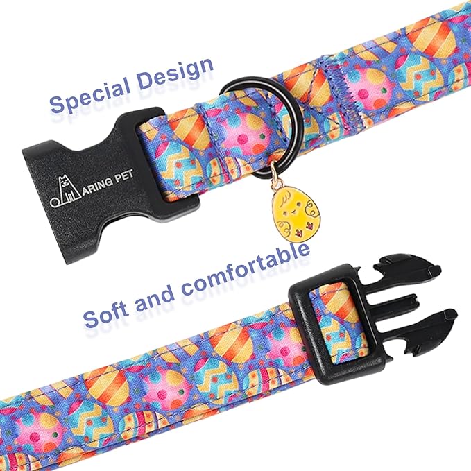 ARING PET Easter Dog Collar, Cute Purple Easter Eggs Boy Girl Doggy Collars with Quick Release Buckle for Puppy Small Medium Large Dogs-XS
