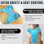 BARKBAY No Pull Dog Harness Large Reflective Dog Harness with Front Clip and Easy Control Handle for Walking Training Running with ID tag Pocket(Blue,L)
