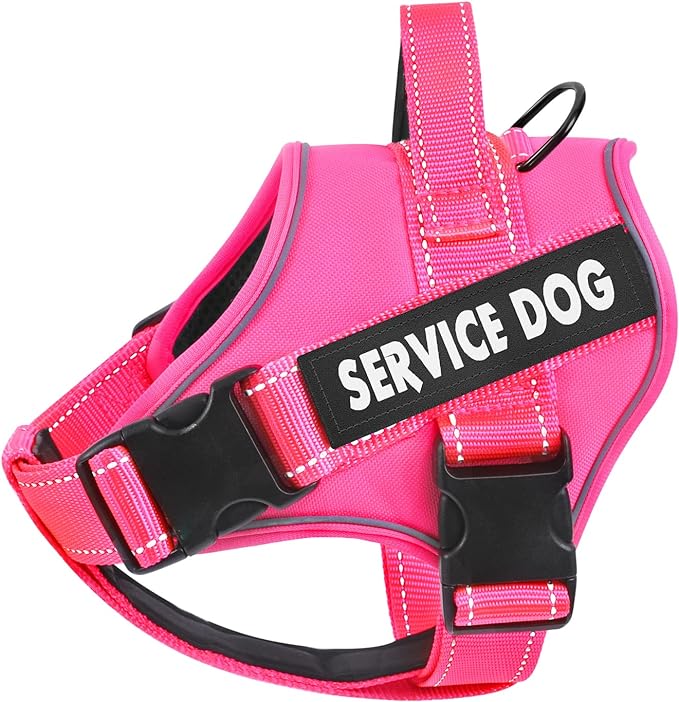 voopet Service Dog Harness, Emotional Support Pet Vest Harness, Reflective Breathable and Adjustable No-Pull ESA Dog Harness for Small Medium Large Dogs (with 4 PCS Removeable Tags)