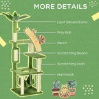Cat Tree with Hammock Scratching Post Hanging Hammock Cozy Perch Swing Ball Platforms Cat Ladder Tower for Indoor
