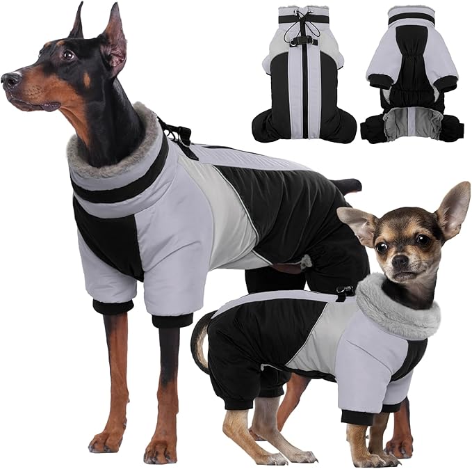 Kuoser Thick Dog Coat,Windproof Dog Jacket for Small Dogs, Warm Puppy Winter Coat Reflective Pet Cold Weather Coats with Zipper, Black XS