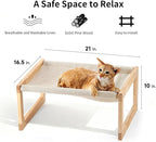 FUKUMARU Dog Bed, Large Breathable Elevated Cat Hammock, Wooden Cat Beds for Outdoor and Indoor, 21 Inch Raised Pet Beds Suitable for Cats, Puppy, Bunny and Small Animal