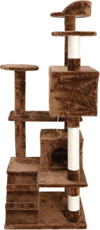 53 inches Heavy Duty Multi-Level Cat Tree Tower with Condo Furniture & Scratching Posts for Kittens Play Rest (Brown)
