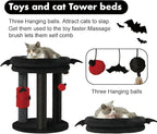 MECOOL 4in1 Small Cat Tree,Scratching Post with Tower Soft Bed, Sisal Carpet Jute Posts with Three Hanging Ball Toys and Massage Brush for Indoor Cats and Kittens