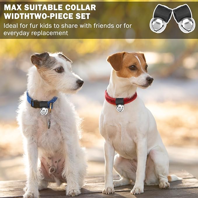 SCENEREAL Large Bell for Dog Collar, 2 Pack 1" Extra Loud Collar Bells for Cats and Dogs Training, Hiking, Walking, Hunting, Pet Tracker, Pet Bell for Save Wildlife and Birds Silver